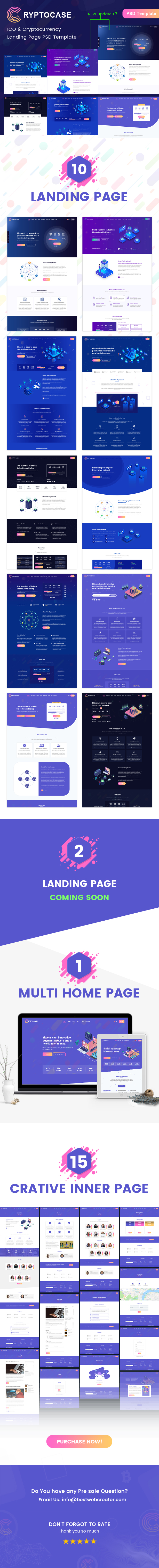 Cryptocash – ICO Cryptocurrency & ICO Landing Page PSD Template