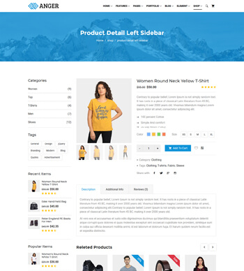 shop Product detail left sidebar page Multipurpose HTML Template