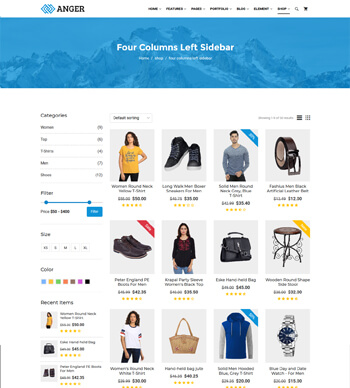 shop Product four colums left sidebar Multipurpose HTML Template