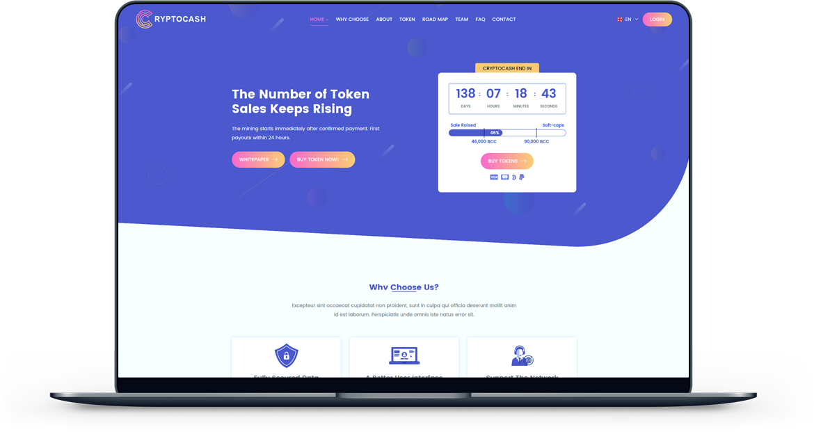 Cryptocash Ico Cryptocurrency Ico Landing Page Admin Dashboard Html Template