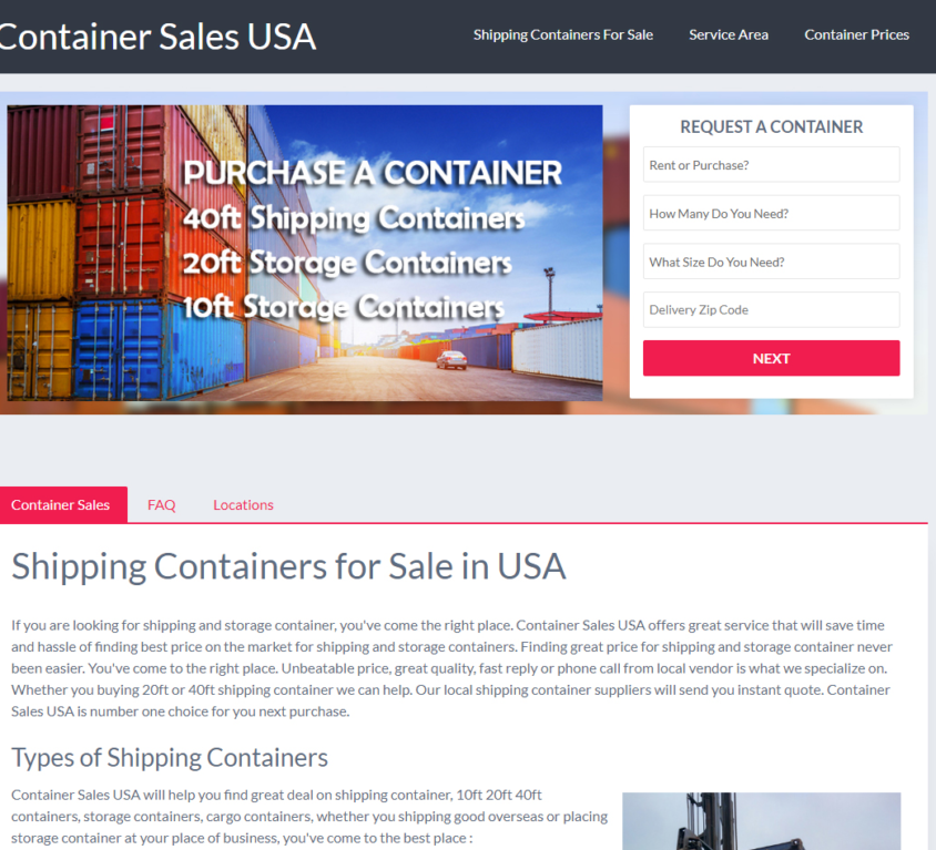 container sales US
